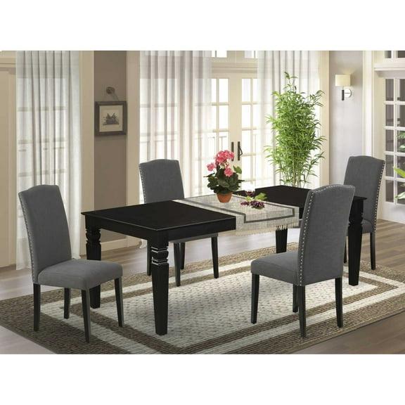 East West Furniture Dining Room Set Black, LGEN5-BLK-20