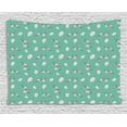 thumbnail image 1 of Pine Cone Tapestry, Forest Spruce Tree Fir Conifers on Pastel Retro Striped Backdrop Hand Drawn, Wall Hanging for Bedroom Living Room Dorm Decor, 60W X 40L Inches, White Sea Green, by Ambesonne, 1 of 2