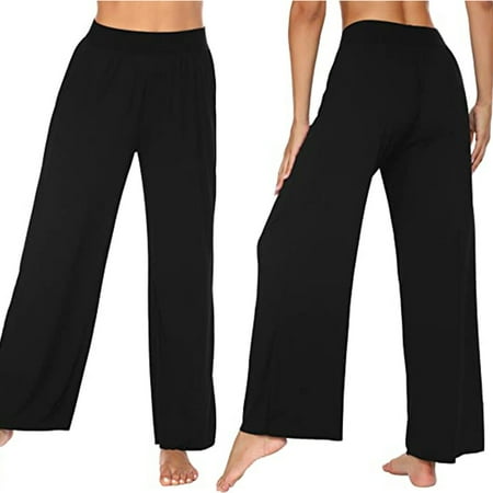

TANGNADE Womens Casual Solid Color Comfortable Pajamas Wide Leg Pants Long Yoga Pants