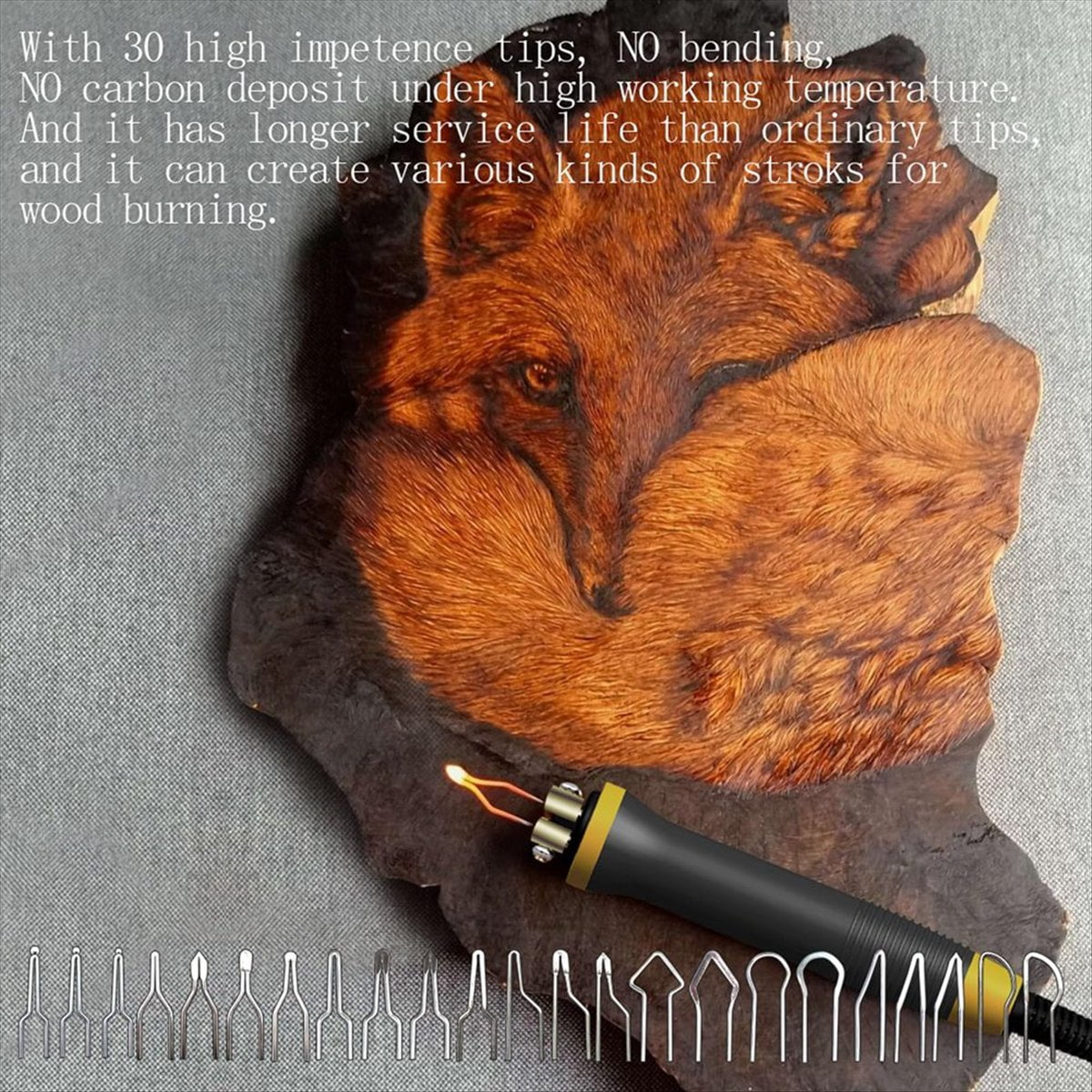 , Wood Burning Tool, Digitally Adjustable Temperature Wood Burner Kit, Wood Burner Tool Kit US Plug