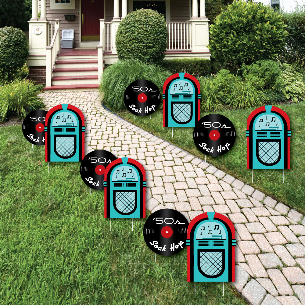 50 S Sock Hop Jukebox And Record Lawn Decorations Outdoor