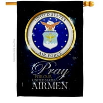 Breeze Decor H120064-BO Pray United States Airmen Armed Forces Air Force Double-Sided Garden Decorative House Flag, Multi Color