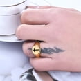 thumbnail image 2 of PAURO Cross Rings for Men Women Black Silver Rose Gold Plated Pinky Cool Simple Personalized Statement Dainty Circle Jewelry Rose Gold Size 5, 2 of 6
