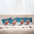 thumbnail image 4 of Ambesonne Christmas Throw Pillow Cover 4 Pack, Noel Fun Cartoon, 24", Red Brown Navy, 4 of 5
