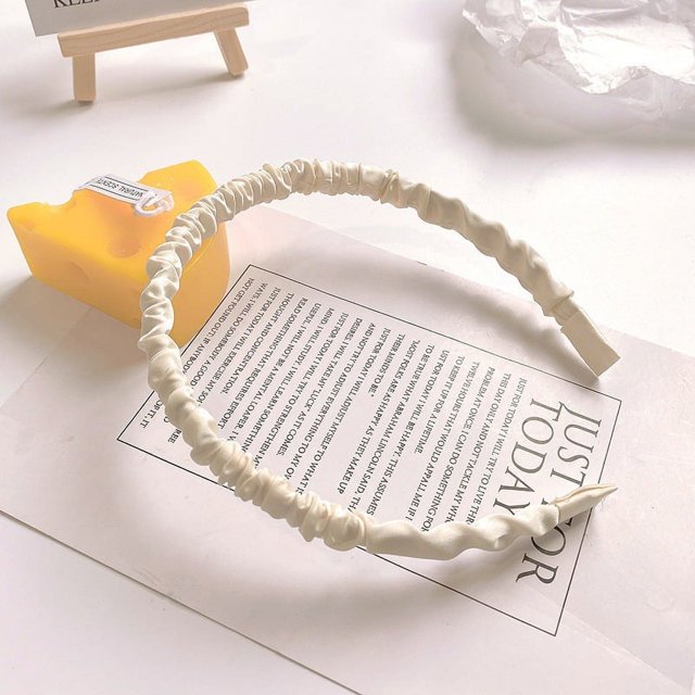 Banda para el cabello con perlas para primavera y verano que combina con el lavado facial, accesorios para el cabello, mechones de tela con pliegues en la parte superior y craneal alto para mujer,