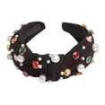 thumbnail image 3 of yotijay Knotted Headband Head Band Headdress Wide Headband Turban Headband Soft Top Knot Black, 3 of 9