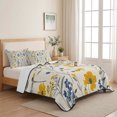 thumbnail image 5 of Full Quilt Set 78''x90'', Spring Florals Lightweight Bedspread Coverlet Set with 2 Pillow Shams, Watercolor Wildflowers Botanical Herbs Breathable All Season Quilt Bedding for Bedroom/Guest Room, 5 of 9