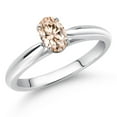thumbnail image 2 of Gem Stone King 0.50 Ct Oval Peach Morganite 10K White Gold Solitaire Engagement Ring, 2 of 4