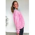 thumbnail image 3 of Women's Bright Pink Mineral Wash Crew Neck Sweatshirt – Casual Daily Wear, XL, 3 of 11