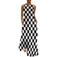 thumbnail image 1 of Robe à Carreaux Vichy Rouge et Blanc Robe Maxi Vintage Street Wear Boho Plage Longues Robes Col en V Design Surdimensionné Vestidos, 1 of 5