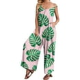 thumbnail image 5 of Spaghetti Strap Jumpsuits Overalls for Women Sleeveless Pockets Graphic Loose Summer Rompers Casual Wide Leg Long Pants, 5 of 7