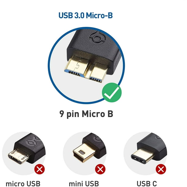 Cable Matters C to Micro USB 3.0 Cable (USB C to Micro B 3.0, USB Hard Drive Cable) Black 3.3 Feet - Walmart.com