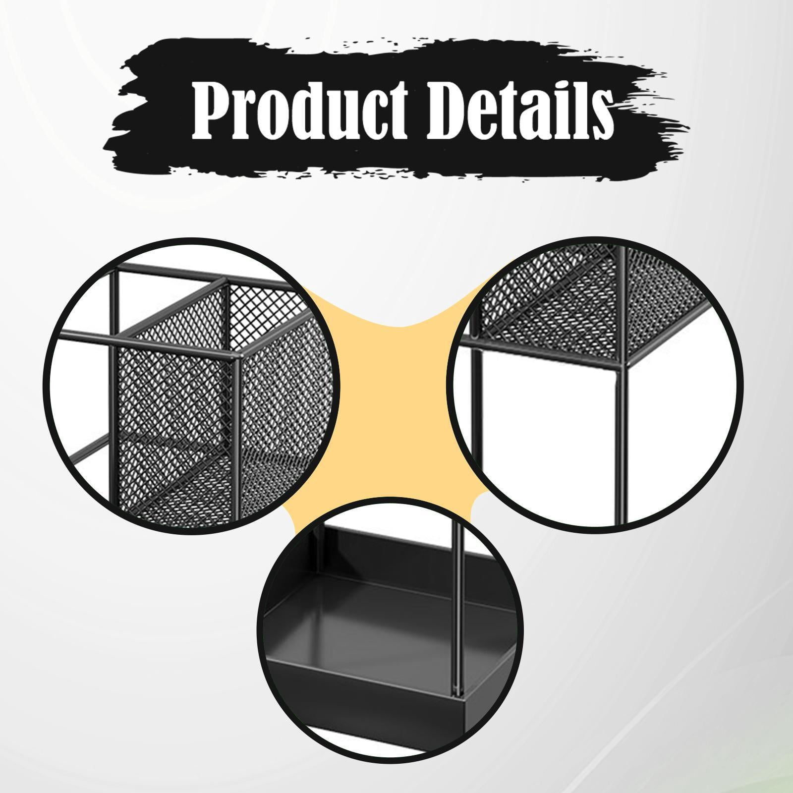 Fiocias Modern Iron Umbrella Holder Stand Anti Slip Storage Organizer Bin for Long Short black