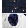thumbnail image 3 of Men’s Classic Blue Button Up Casual Jean Sherpa Lined Cotton Denim Jacket (Dark Blue, 2XL), 3 of 3