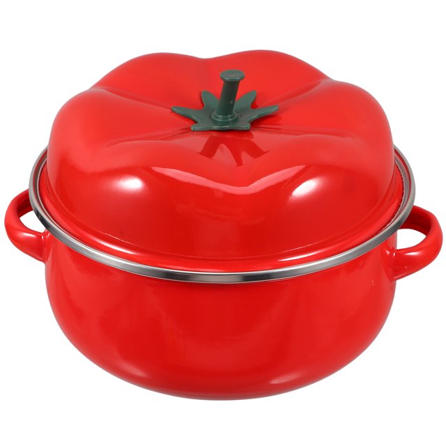Olla de esmalte para estofado con tapa para cocina casera, olla multifuncional, utensilios de cocina de esmalte para cocinar bibimbap, sopa, arroz, estofado, cazuela de 20 cm