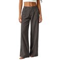 thumbnail image 5 of QGJZVUNL Button High Waist Trousers for Womens Striped Wide Leg Pants with Pockets Size XL, 5 of 6