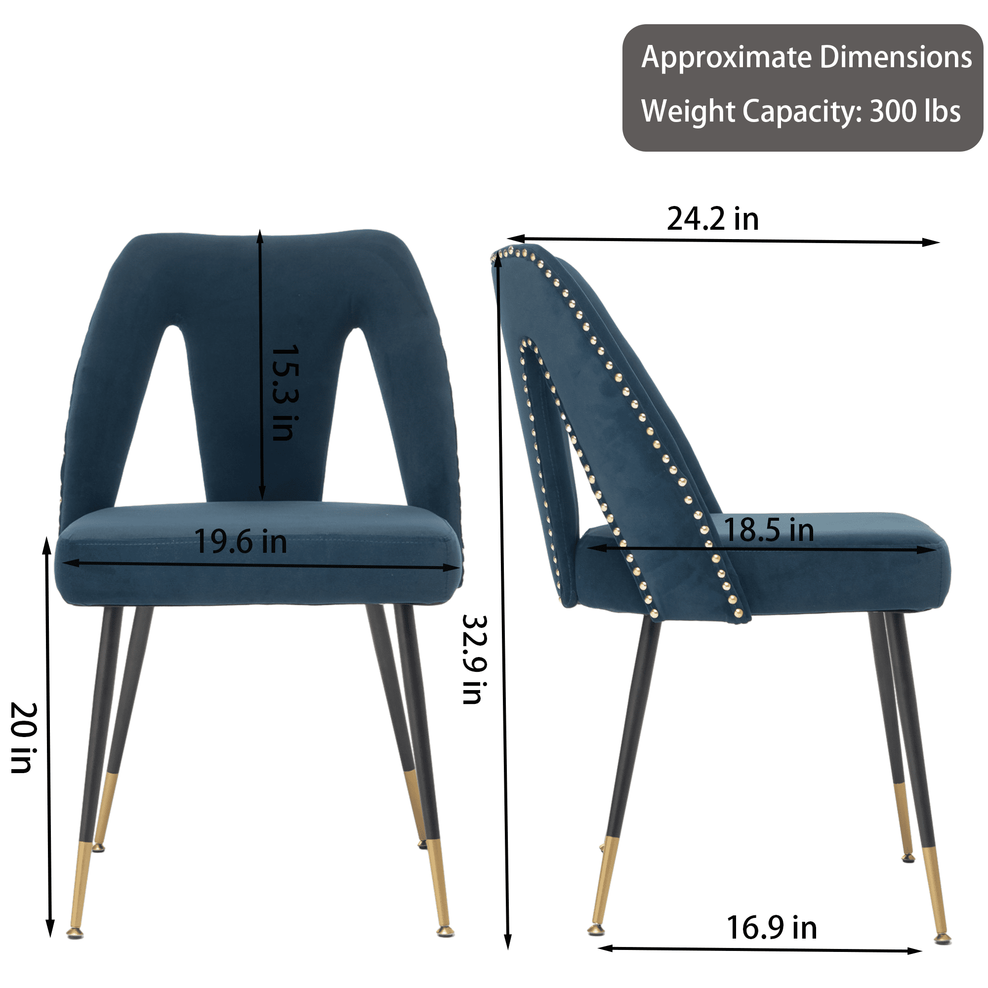 Velvet Dining Chairs, Mid Century Modern Kitchen Chair, Contemporary Dining Chair with Metal Leg, High Back, Armless Upholstered Leisure Side Chair for Dining Room Lounge (Set of 4)
