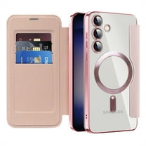 Dteck Leather Wallet Case for Samsung Galaxy A56 5G with Card Holder RFID Blocking Compatible with Magsafe TPU Transparent Back Shockproof Protective Phone Case for Samsung Galaxy A56 5G,Pink