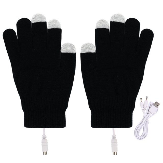 Guantes calefactables USB para hombres y mujeres, mitones calefactables de invierno con dedos completos, gris y negro, 2 pares ZefeiWu 8390606757807