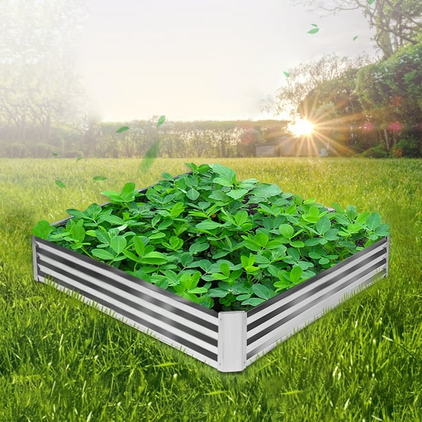 Folding Raised Metal Garden Bed Vegetables Galvanised