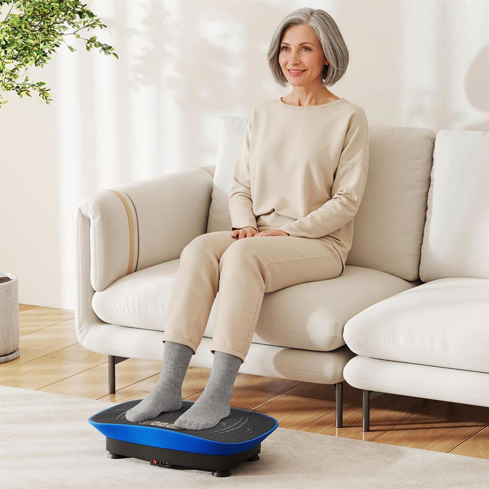 Choco Moon Vibration Plate Exercise Machine for Lymphatic Drainage and Weight Loss with 10 Speed Intensities, Indoor Fitness Equipment-Navy