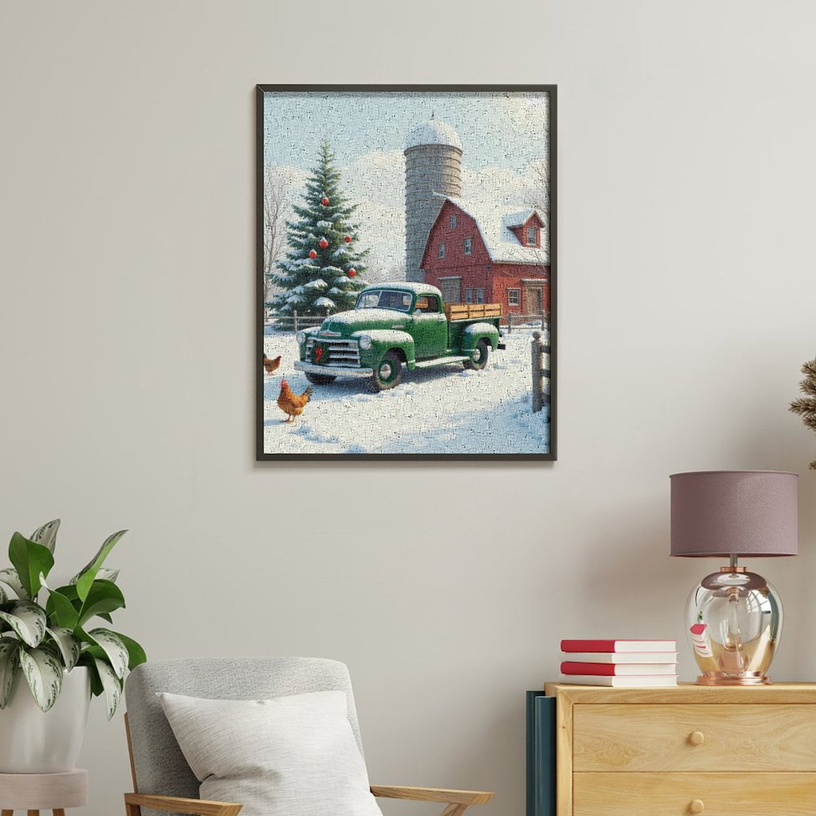 Paint By Numbers Kit for Adults Beginner - DIY Farm Truck Winter Snow Scene Canvas Painting Kits for Adults, Frameless Paint By Number for Adults for Home Wall Decor 16x20 Inch
