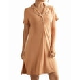 thumbnail image 4 of INNERSY Women's Nightgown Short Sleeve Button Down Soft V Neck Sleepshirt(M,Orange), 4 of 9