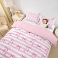 thumbnail image 3 of spefrowx Watercolor Art Bow Twin Duvet Cover for Girls, Pink White Stripe Twin Bedding, Pink Reversible, 2-Piece, 1 Duvet Cover and 1 Pillowcase, 3 of 6