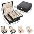 thumbnail image 2 of VONKY Jewelry Display Organizer Large Capacity Storage Box Rings Leather Holder for Home Travel Square Shaped Multifunction Case Pink, 2 of 8