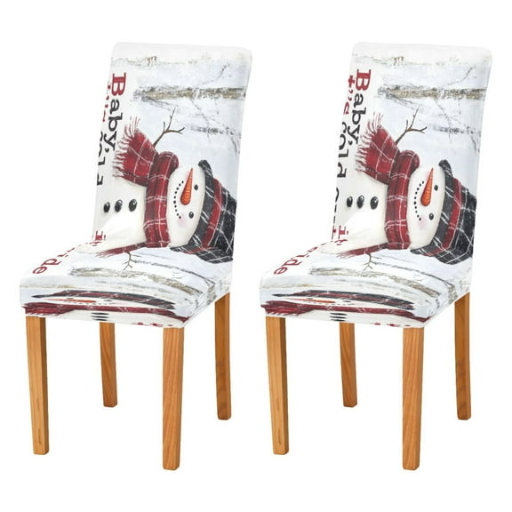 BZSMCE Chairs Slipcovers Dining Chair Covers Snowman Playing Snow Creative Pattern