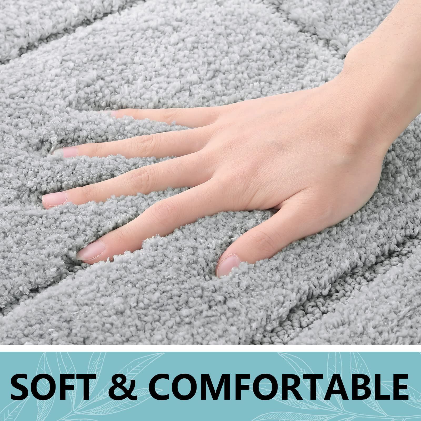 Smiry Microfiber Bathroom Rug, 16x24", Gray photo 2