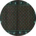 thumbnail image 1 of Ahgly Company Machine Washable Indoor Round Southwestern Turquoise Blue Country Area Rugs, 4' Round, 1 of 4