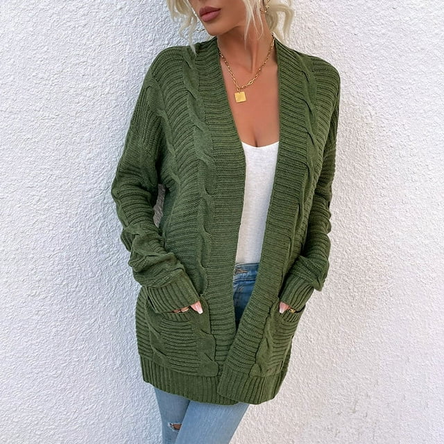 Fall Cardigans for Women Solid Color Sweater Top Loose Sweater Cardigan Coat Plus Size Cardigan on Clearance