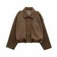 thumbnail image 3 of Veste en Faux Suède pour Femme, Manteau à Revers de Printemps, Décontracté, Ample, à Manches Longues, Style Mode de Rue, Brun Foncé, S, 3 of 9