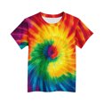 thumbnail image 3 of T-Shirt Graphique à Manches Courtes pour Enfants, Mélange Doux Polyester-Spandex, Col Rond, Imprimé Dégradé Coloré, Port Quatre Saisons, Lavage à la Main Seulement, 3 of 7