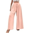 thumbnail image 3 of Byworldtasic Womens Trousers Womens Casual Loose Fit Palazzo Pants Elastic High Waist Lounge Long Pajama Wide Leg Trousers, 3 of 8