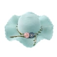 thumbnail image 1 of Sombrero de paja con ala ondulada para mujer, con circunferencia de 56-58 cm, para verano, para exteriores, para viajes, 1 of 5