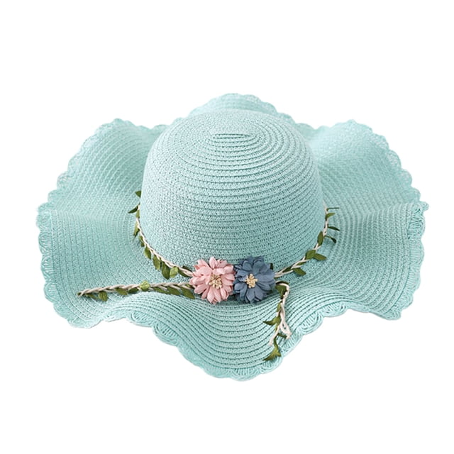 Sombrero de paja con ala ondulada para mujer, con circunferencia de 56-58 cm, para verano, para exteriores, para viajes