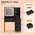 thumbnail image 5 of CLOUDREST PRO Makeup Vanity Desk with LED Lighted Mirror for Bedroom, 3 Color Lighting Modes, Storage Drawers & Open Shelves, Gold & White Beauty Dressing Table for Women, Black, 5 of 6