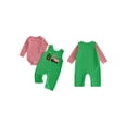 thumbnail image 2 of Miaouyo Infant Baby Girls Boys Christmas Fall Outfit 0 3 6 12 18 Months Stripe Long Sleeve Romper Tree Truck Embroidery Overalls Pants 2 Piece Set, 2 of 9