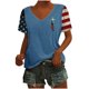thumbnail image 3 of Tops Cortos para las Mujeres Día de la Independencia Patriótica Impreso Cuello en V, Manga Corta Top Casual para Diario, Fiesta Y Todas las Estaciones, 3 of 5