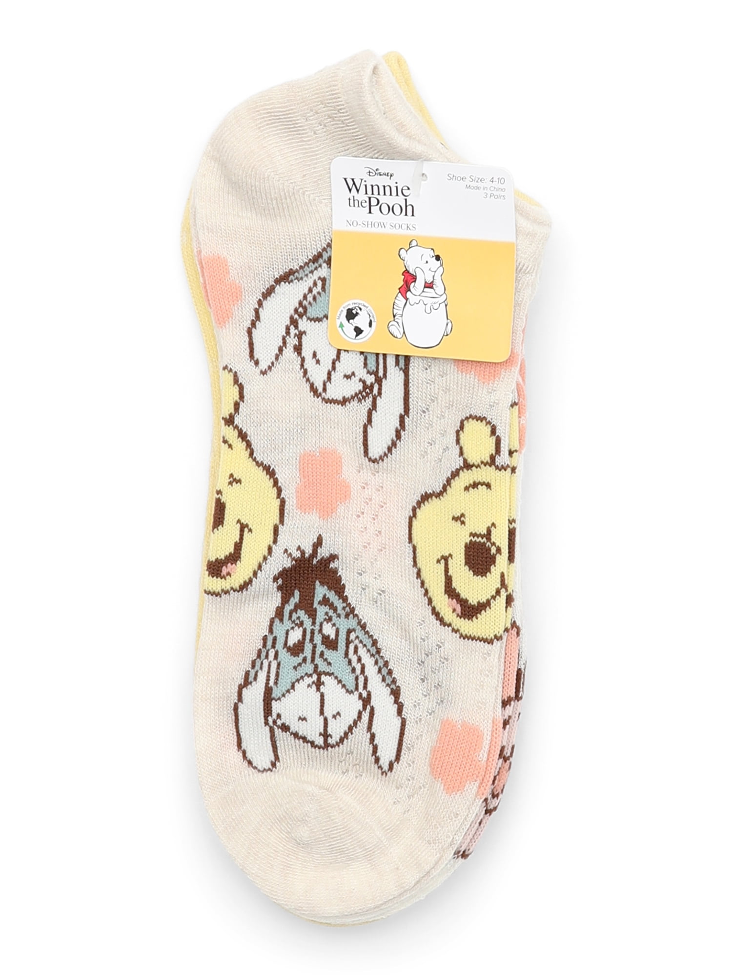 Disney Women's Winnie the Pooh No-Show Socks, 3-Pack