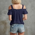 thumbnail image 5 of WEIWEN T Shirts for Women Plus Size Graphic Tee Dressy Casual Cotton Linen Top Loose Fit V Neck Short Sleeve Summer Blouse Navy, S, 5 of 5