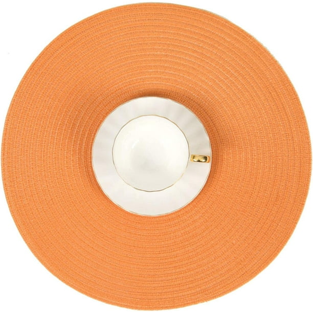 Braided Placemats for Dining Table Set of 6 Round 15 inch Woven Heat