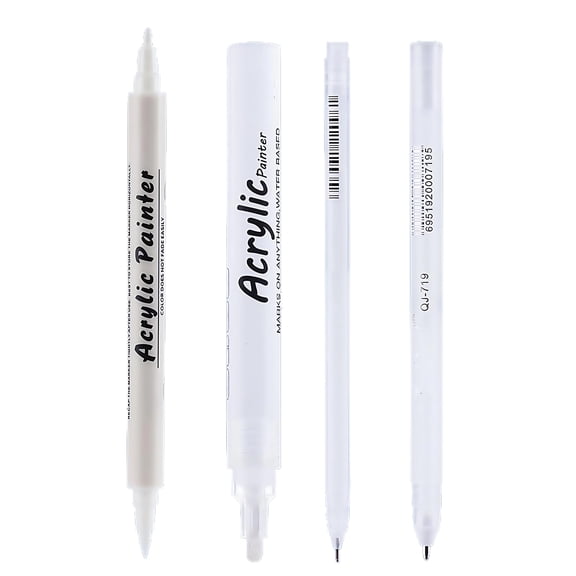 4Pcs Professional Art Markers White Acrylic Paint Pen Water Resistant Highlighter Markers for Art Drawing Sketching