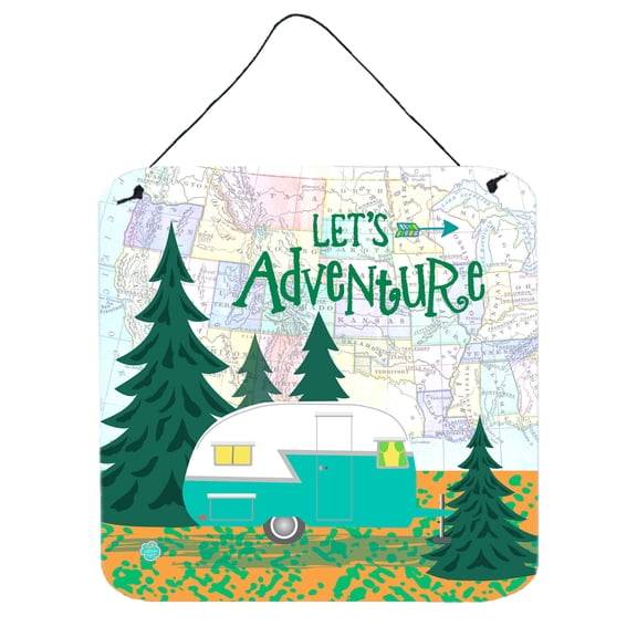 Carolines Treasures VHA3003DS66 Lets Adventure Glamping Trailer Wall or Door Hanging Prints 6HX6W multicolor