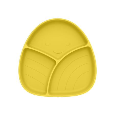 Guvpev Cute Dinosaur Plates Baby Utensils Silicone Plate Silicone Baby Plates - Yellow