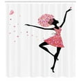 thumbnail image 3 of Ballet Shower Curtain, Floral Woman Dancing Flourishing Feminine Beauty Mother Earth Pattern, Fabric Bathroom Set with Hooks, 69W X 70L Inches, Pink Black and White, by Ambesonne, 3 of 3