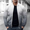 thumbnail image 2 of HOOMEUMY Men's Ombre Bomber Jacket Zip Up Lightweight Long Sleeve Jacket Gradient Color Outwear Sport Coat Spring Autumn Fashion d_Gray L, 2 of 5