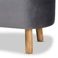 thumbnail image 5 of Bowery Hill Grey Velvet Fabric Upholstered Wood Ottoman, 5 of 8